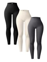 Pantalones De Yoga Ribbed Para Mujer High Waisted Leggings Deporte Gimnasio Fitness Control Abdominal Tallas Verdaderas Tights De Entrenamiento Sin Costuras - details 0