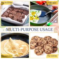 Raspadores de silicona para galletas (2 unidades), mini raspadores para brownies, espátulas elásticas de silicona para cocina, antiadherentes, resistentes al calor, para panqueques (gris, azul) - details 2