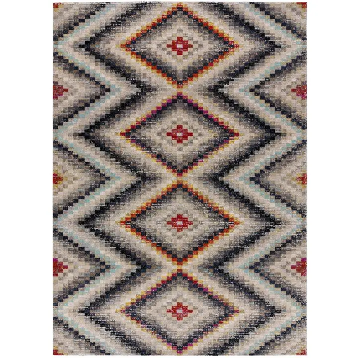 ATTICGO Alfombra de Interior y Exterior Estilo Geométrico en Multicolor - Sassy 7171 | 80X150, 133X190 cm - 1