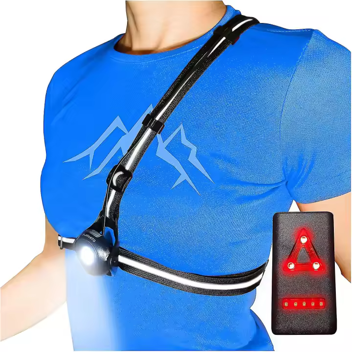 La luz corriente del pecho para los corredores y los corredores con el haz y el reflector ajustables, Usb llevó recargable - 1