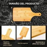 Tablero De Cortar De Bambú Con Mano Para Cocina Rectangular Ecológico Para Pizza Pan Queso Charcutería Fruta Verduras - details 1