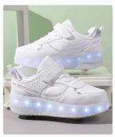 Zapatillas De Rodilleras Para Niños Y Niñas Con Luces LED Rosa Moda Zapatos Rollers Para Niños Y Niñas Transpirables De Cuero Con Almohadilla De Algodón Para Todas Las Estaciones - details 20