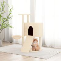 vidaXL Rascador para gatos con postes de sisal 96 cm torre para gatos Color Crema,  Gris claro,  Gris oscuro y mas - details 0