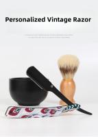 Afeitadora Manual Para Hombres Con Patrón Pintado 3D Cuchilla De Acero Inoxidable Marco De Afeitar Para Barba Y Afeitado Del Rostro - details 5