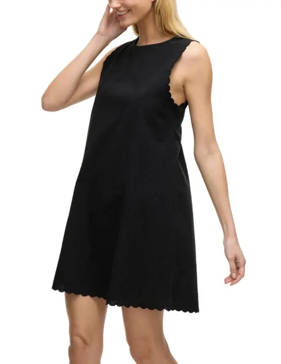 Vestido Vila Fernanda corto negro detalles bordados de mujer - 1