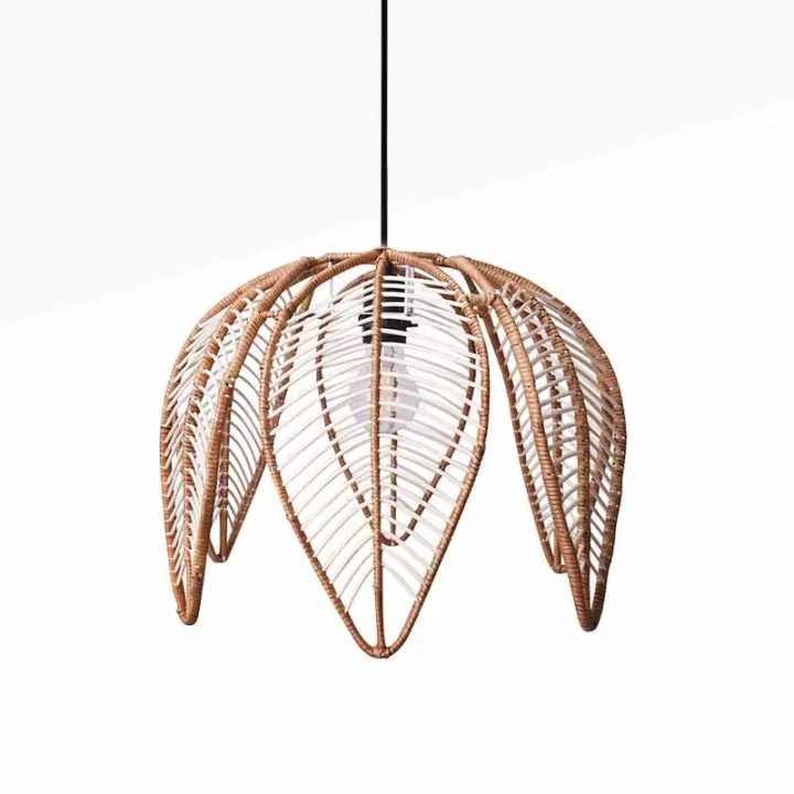 Barcelona LED Lámpara colgante de ratán en forma de flor "BINTAN" - 1