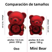 Caja De Rosas Preservadas Con Oso Mini Romántica Para Aniversario Regalo Eterno De Novia Madre Boda Cumpleaños Caja De Regalo De Velours Portátil - details 4