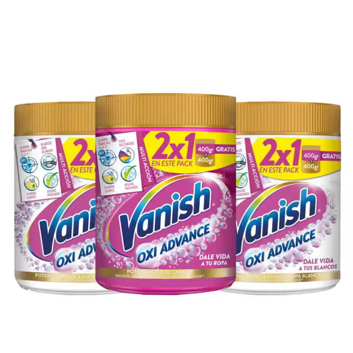 Pack de 3 Vanish Oxi ACTION 900GR( Total 900GR X 3 = 2700GR) Quitamanchas para la ropa, elimina olores, potenciador de Lavado en polvo / Vanish Oxi ACTION 900 Gr - Optimiza el Lavado - Desafía las Manchas - Más Poder, Menos Espacio - 1