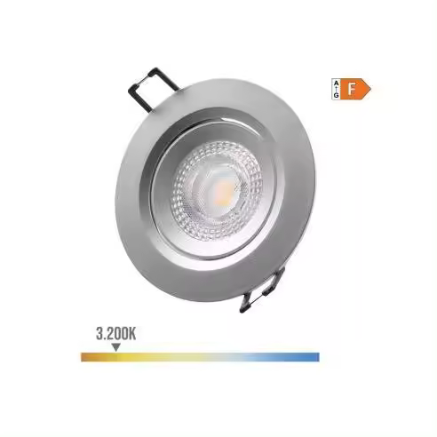 EDM Downlight LED Empotrable Redondo 5W 3200K Luz Cálida Cromado Ø9cm - EDM - 31654  Iluminación Interior Downlights - 1