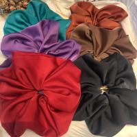 Nuevas Fashion Scrunchies De Seda Para Mujeres Y Niñas Color Sólido Cinta Elástica Para El Cabello Accesorios De Cabello De Tamaño Oversize - details 1