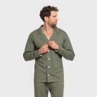 Tramas+ Pijama largo tipo camisero para hombre confeccionado en algodón 100% suave y transpirable, diseño clásico y elegante ideal para dormir o estar en casa con comodidad - details 2