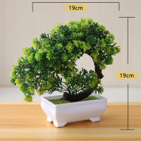 Arbusto Artificial De Bonsái Sakura En Maceta Pequeño Árbol Miniatura De Hojas Verdes Decoración De Flor De Bola De Nieve Simulación Para Escritorio - details 5