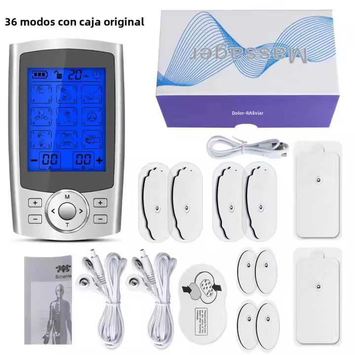 Estimulador Muscular TENS Masajeador Eléctrico EMS Acupuntura Terapia Digital Adelgazante Máquina De Electroestimulación 36 Modos - 1
