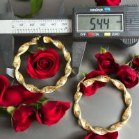 ( ARO ) Pendientes Aro Greca Retorcido Gran Tamaño  6 mm / 50 mm Oro 18 Kilates con Certificado de Calidad - details 2