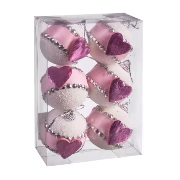 Gerimport Set 6 Bolas Navidad Corazón Polyfoam 6 Cm - 1