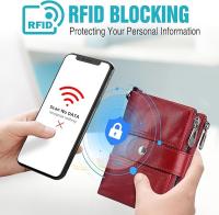 Cartera Mujer Piel Auténtica Cartera Cremallera Mujer con Cadena, Bloqueo RFID - details 1