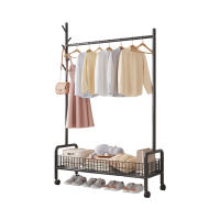 LUTODY - Perchero de pie burro metálico con ruedas, Zapatero, Cesto de almacenamiento para ropa, Zapatos, Bolsos y accesorios - Multifuncional para salón, dormitorio, sala de estar, recibidor y entrada - details 1