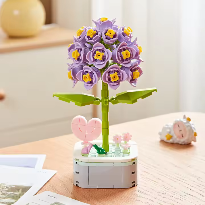 Bloques de construcción de flores, flores preservadas, 10328, rosa, regalo del Día de San Valentín, ramo romántico, juego de montaje - 1