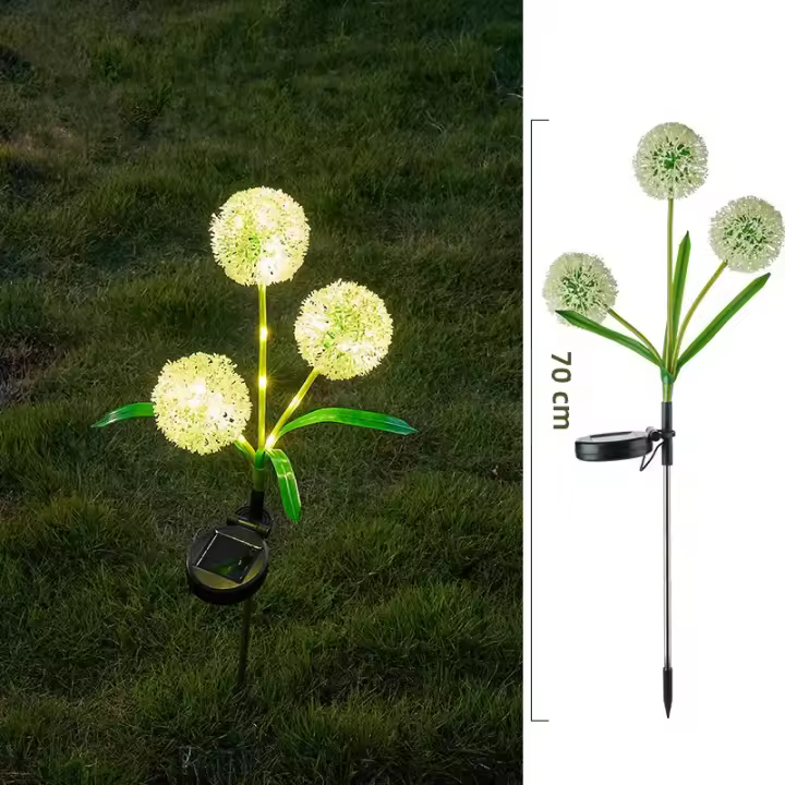 Lámpara Solar Creativa Para Jardín Con Forma De Diente De León Triple Puerta Decorativa Para Exterior Iluminación De Ambiente - 1
