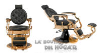 Sillón Clásico de Barbero hidráulico estilo Retro Vintage con reposapies integrado Modelo Larry Gold Negro - details 1