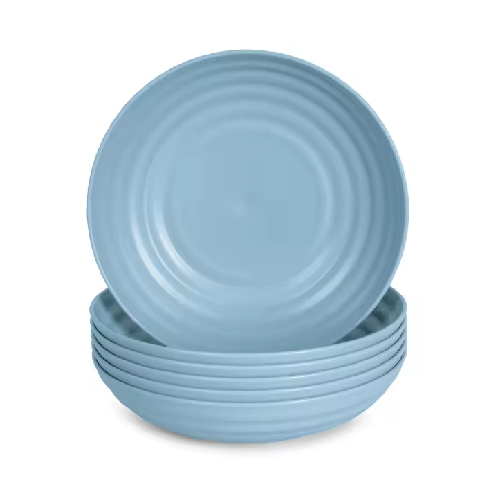 Plastic Forte - Juego de 6 Platos Classic Hondos 19 cm Reutilizables. Ideal Fiestas. Azul - 1