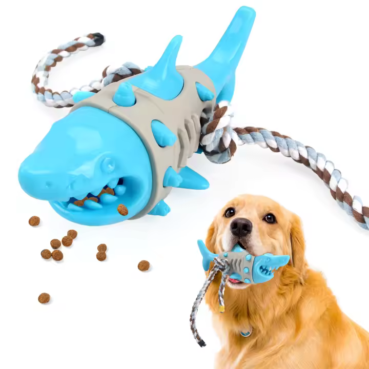 Juguetes Para Morder De Perro En Forma De Tiburón Con Correa Juguetes Interactivos Para Limpieza De Dientes Y Entrenamiento Resistentes Al Morder Suplemento Para Mascotas - 1