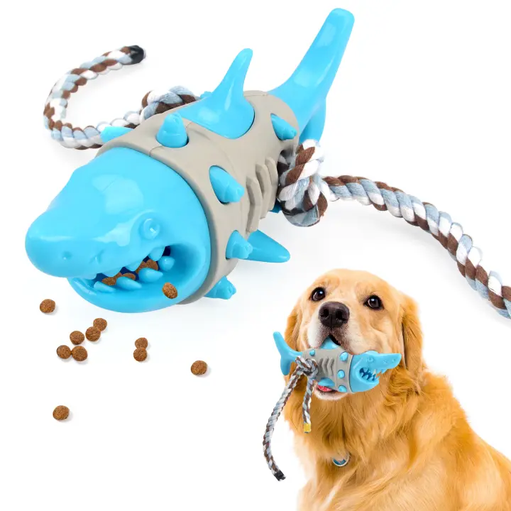 Juguetes Para Morder De Perro En Forma De Tiburón Con Correa Juguetes Interactivos Para Limpieza De Dientes Y Entrenamiento Resistentes Al Morder Suplemento Para Mascotas - 1