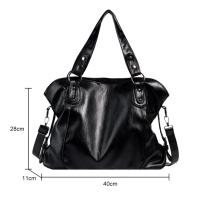 Bolso Bandolera De PU De Gran Capacidad En Color Sólido Para Mujer Estilo Retro Bolso De Hombro Suave Con Cierre De Cremallera - details 8