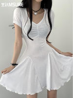 Vestido A-Line IAMSURE Casual Basic Solid V-Neck Manga Corta Mini Vestido Estilo Coreano Para Mujer Verano Moda 2023 - details 13