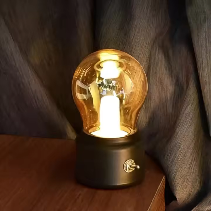 Lámpara De Mesa Recargable Retro Estilo Nocturno Luz Ambiental Decorativa Bombilla De Luz Cálida Para Barra Material De Vidrio - 1