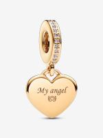 Pandora - Charm Colgante with Pulsera de corazón grabable - Baño de Oro de 14K - details 1