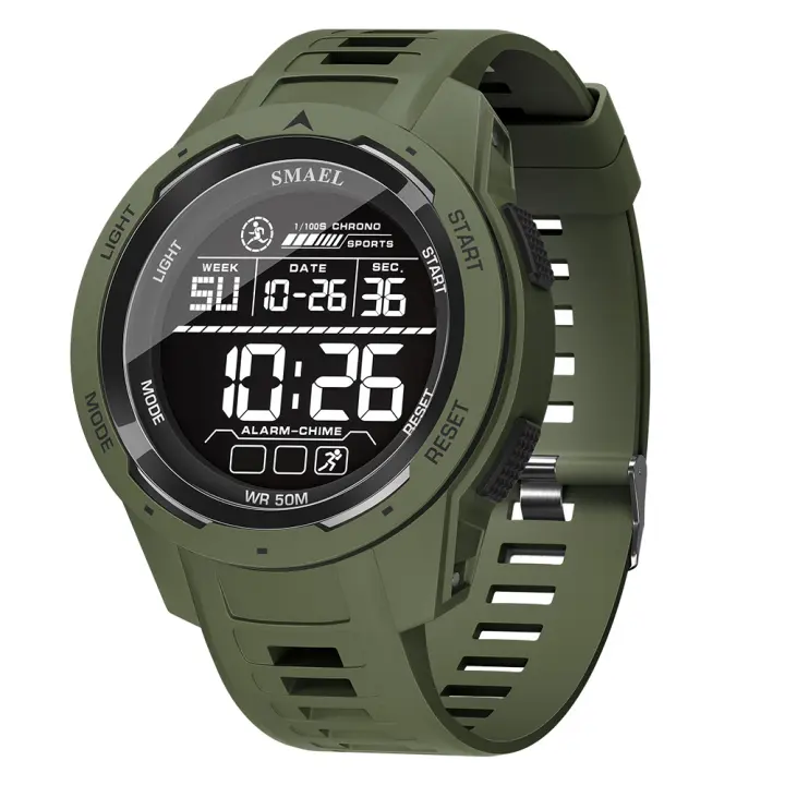 Reloj Deportivo SMAEL Para Hombres Multifuncional Con Alarma Pantalla Digital De Silicona Azul Luz De Alarma Joven Reloj De Pulsera - 1
