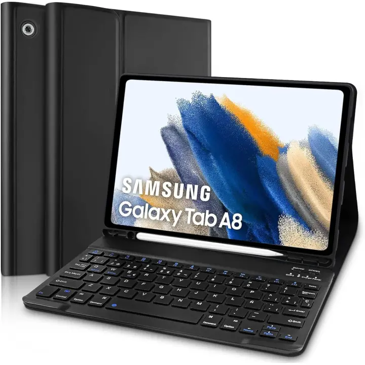 FGNS Funda con Teclado para iPad Air 13 Pulgadas 2024/iPad Pro 12.9”(3.ª 4.ª5.ª, 6.ª generación - 2018/2020/2021/2022),  Carcasa PU rotectora Delgada con Ranura de Lápiz,Funda Teclado Español Ñ ,Teclado Inalámbrico Bluetooth Desmontable - 1