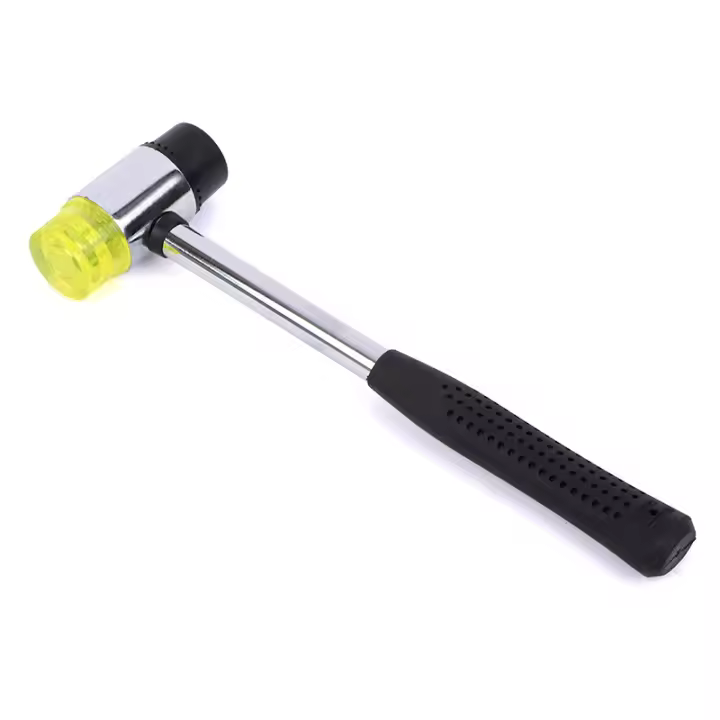Martillo De Goma Doble Cara Con Cuerda Suave Y Mango De Plástico Negro Para DIY De Cuero 25mm Herramienta De Carpintería - 1