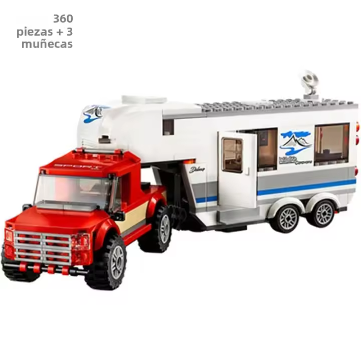 Kit De Modelos De Vehículos Clásicos Para Niños Bloques De Construcción Pequeños Compatible Con Lego Camión De Ciudad Caravana De Camping Regalos Para Niños Edad Recomendada 6-12 Años - 1