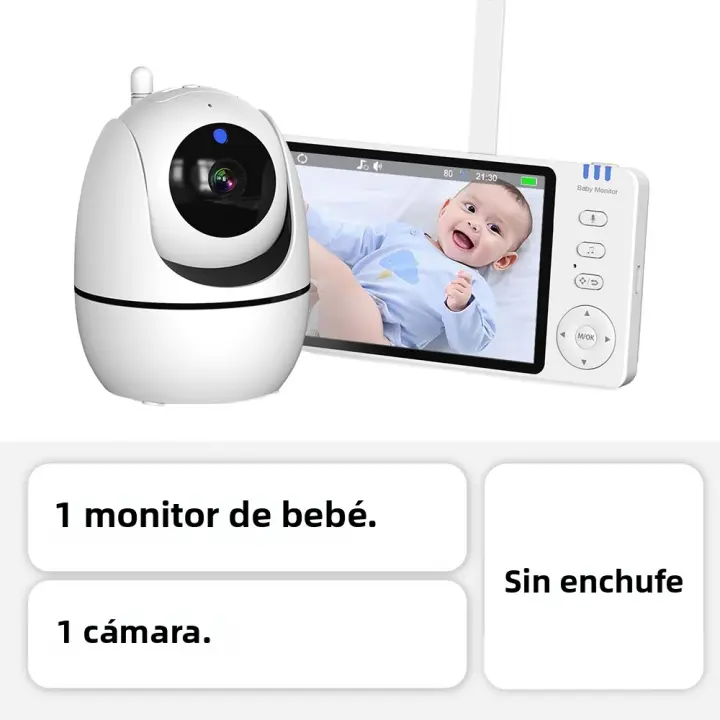 Monitor De Video Para Bebé Con Cámara PTZ Zoom Babyphone Protección De Seguridad CCTV Sensor De Temperatura Lullaby - 1