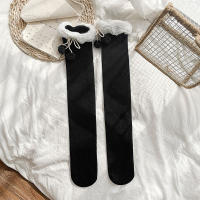 Calcetines Altos Invierno Cálidos Para Mujer Polo Ternos Gruesos Rayados Largo De Pierna Suave De Lana Y Poliéster Color Sólido - details 6