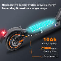 HONEY WHALE E9 MAX Patinete Eléctrico, Motor de 500W, Batería de 36V 10Ah, Neumático de 10 pulgadas, Velocidad Máxima de 20 km/h, Autonomía de 35-40 km, Freno Mecánico y Freno Electrónico, Certificación ABE - details 1