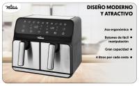 LA MOUSTACHE Freidora de Aire Caliente 8L Sin Aceite | Potencia 1700W | 2 Cestillos Independientes - details 1
