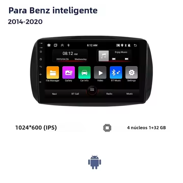 Nuevo Reproductor Multimedia Android Para Coche Mercedes Benz Smart 453 Fortwo 2014-2020 Navegación GPS RDS Estéreo Carplay Y Android Auto Con Pantalla Táctil De 9 Pulgadas RAM 2G ROM 32G - 1