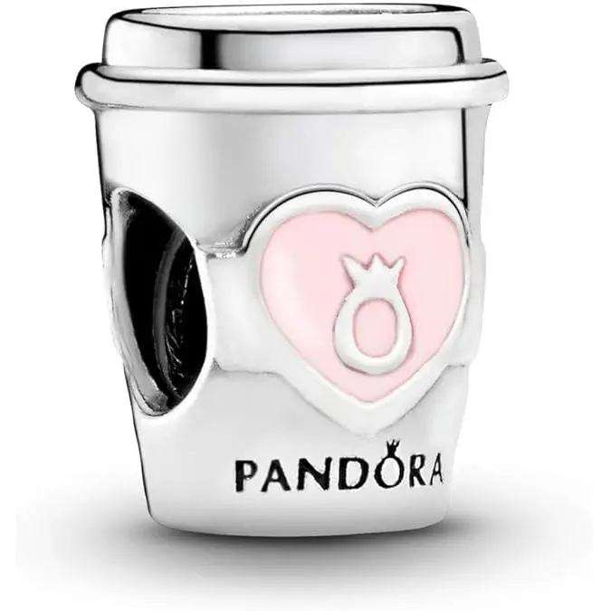 Charm de taza de café "Tómate un descanso" de Pandora - Momentos compatibles - Charm de plata de ley ，Incluye Caja Original - 1