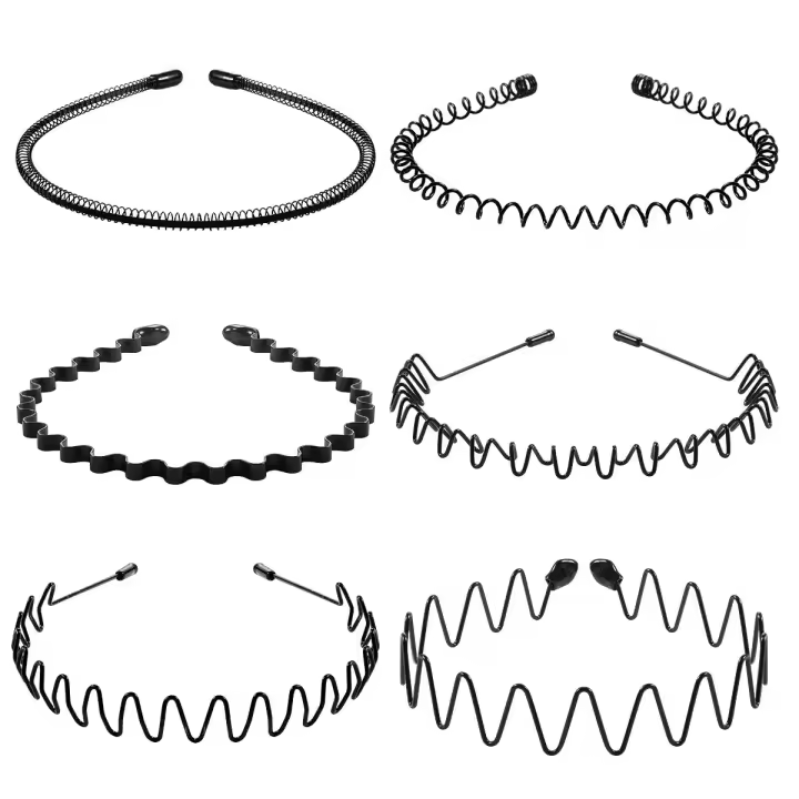 6pcs Cinta De Cabeza De Metal Para Hombres Y Mujeres Accesorios De Pelo Antideslizantes Para Deportes Al Aire Libre Con Dientes Suaves Unisex - 1