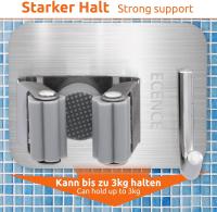 4X portaherramientas autoadhesivo con ganchos para escoba, montaje en pared para cocina, lavandería, baño, soporte universal de montaje rápido de plata - details 3