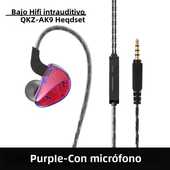 Auriculares Inalámbricos QKZ-AK9 Multicolor Con Micrófono HD Reducción De Ruido Deportiva In-ear Estéreo Bass Hifi 3.5mm AUX - 1