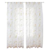 Cortinas De Tulle Blanca Para Sala De Estar Con Patrón De Mármol Oro Y Plata Cortinas Transparentes Para Dormitorio Y Balcón - details 0