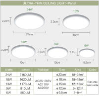 Lámpara De Techo LED Ultra Delgada MARPOU 2.2CM 24W 18W 13W 9W Decoración Moderna Para Dormitorio Sala De Estar Cocina 110V 220V - details 3