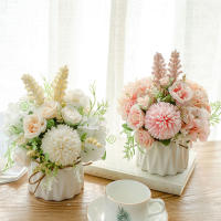 Bouquet De Flores Artificiales Hydrangea Y Rosas Silken Decoración Para Hogar Jardín Bodas Y Navidad Plantas Decorativas Con Vaso - details 5