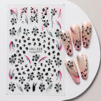 Pegatinas De Uñas Adhesivas Con Diamantes Estilo Cheetah Y Flores Decoraciones Holográficas Para Manicura Artísticas Tamaño 10.2x6.5cm - details 2