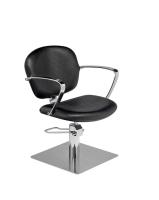 Butaca de peluquería, bomba hidráulica con freno y brazos cromados. Base con base de 5 patas cromada. Silla en color negro. - details 2