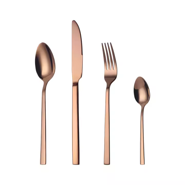 Mr.Spoon Juego 24 Piezas Cubiertos, Acero Inoxidable 18/0, Color Oro rosa,Incluye cuchillo,tenedor,cuchara,cucharilla, Cubertería, Servicio para 6 Personas, Apto para lavavajillas. Ideas de regalo， Incluye bolsa de regalo.70191 - 1